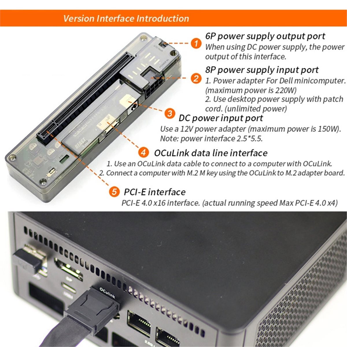 Promotion  OCuLink GPU Dock wi - đánh giá và giá External Gpu Dock Pcie 4.0 Oculink